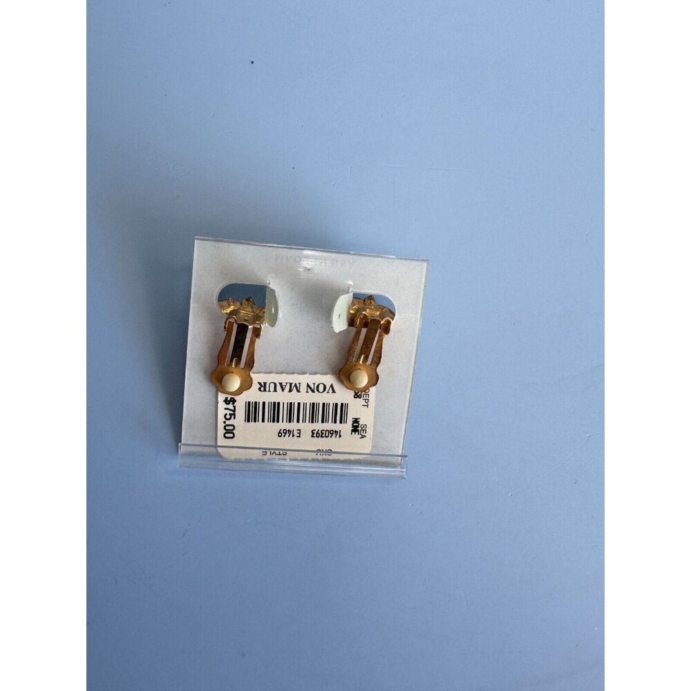 Vintage Delmonico Clip-On Earrings With Amber Rhinestones & Gold-Tone Metal - Picture 8 of 8